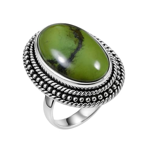 Bague en argent sterling 925 véritable et turquoise artisanale tibétaine