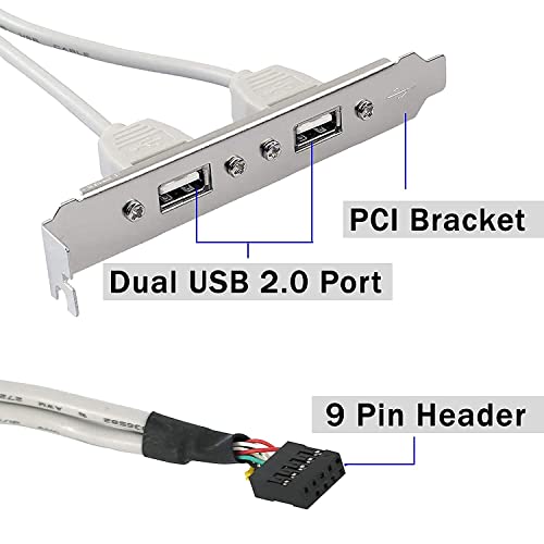 LipiWorld® 2 Port USB 2.0 Cable Adapter Converter Motherboard Rear Panel Extension Bracket to 9 Pin Motherboard Header (Pack of 2) - Image 2