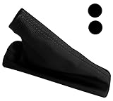 100% piel genuina AERZETIX: Funda para freno de mano 100% Piel Genuina negro con costuras de colores variables (Negro)