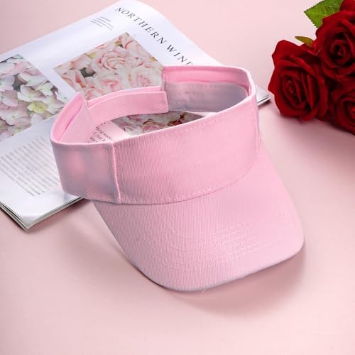 Yookat 3 Pack Visor Sun Hat Adjustable Sun Visor Caps Golf Tennis Visor Hat for Sports Girls Boys Outdoor Pink - 1