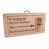 Tür-Klingelschild aus Holz "Stromausfoi"