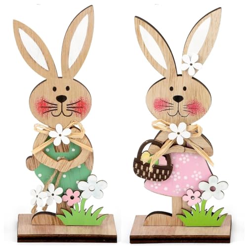 Tomedeks 2 Pièces Décoration de Lapin de Pâques en Bois, Deco paques, Pa-ques decoration, Déco-rations de pâ-ques, Statue Lapin de Paq-ues, Déco-ration...