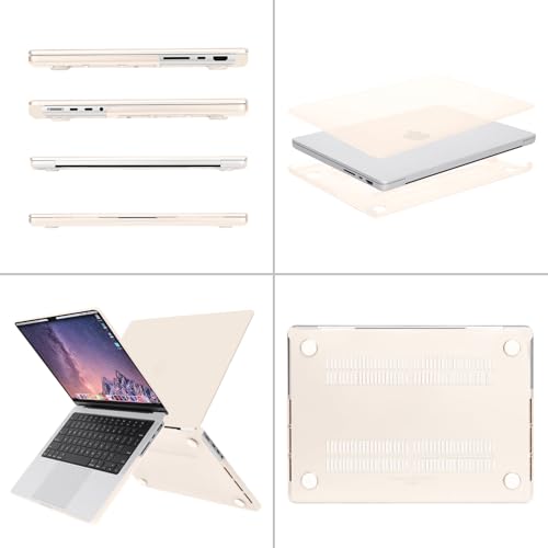 Image of MOSISO Compatible with MacBook Pro 14 inch Case 2025 2024 2023 2022 2021 M5 M4 M3 M2 M1 A3434 A3112 A3185 A3401 A2918 A2992 A2779 A2442, Hard Shell&Keyboard Cover&Screen Film&Pouch,Beige
