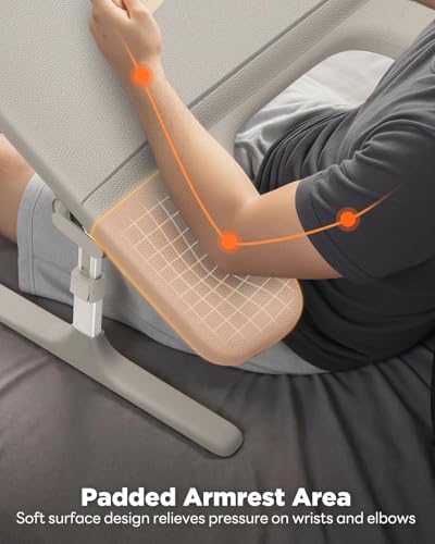 Image of SAIJI Laptop Lap Desk for Bed & Couch with Soft Armrest, Bed Desk Table | Ergonomic Curved Design, Soft Padded Armrests, Height & tilt angles Adjustable, Foldable & Versatile Surface