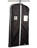KM Hanging Garment Bag - Portable Suit, Dress and Gown Cover For Easy Travel & Storage - Heavy Duty Hanging Suit Bag - Adaptable Length and Innovative Folding Design for Long and Short Garments