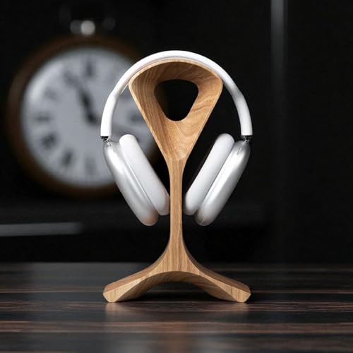 Image of inchHandcrafted Wooden Headphone Stand | Natural Finish Headset Holder for Desk, Gaming Setup & Office | Universal Wooden Headphone Hanger inch