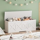 Homleke 47.2' Extra-Large Wooden Storage Chest – Farmhouse Toy Box, Entryway Bench, Bedroom Storage, Safety Hinge, Easy Assembly, White