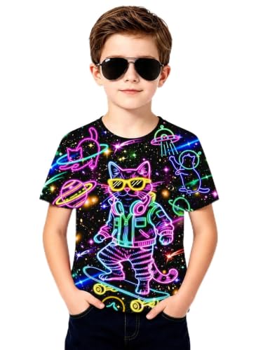 Image of uideazone Boys 3D Graphic T-Shirts Short Sleeve Crew Neck Tees 4-16Y