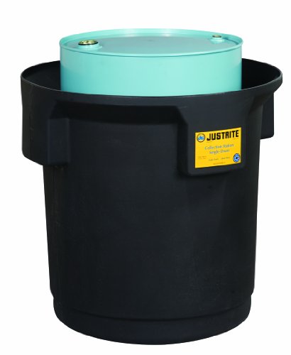 Image of Justrite 28685 EcoPolyBlend 33 inch Top Diameter x 31.75 inch Black Single Drum Collection Center