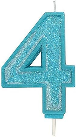 CULPITT Sparkle Number Candles for Cake & Cupcakes, Single Numbers from 0-9, Say Happy Birthday with These Candle Sparklers, Celebrate Birthdays & Anniversaries with Flair - Blue 4