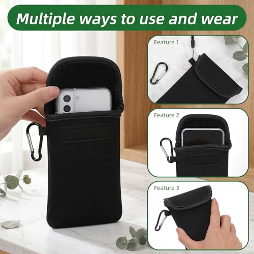 HJZHII Handy Tasche, Handy Schutzhülle Neopren Handytasche für Smartphones Universal Handysocke Handyhülle Tasche Schutzhülle mit Karabiner und Umhängeband für Telefone Bis Zu 6,7 Zoll