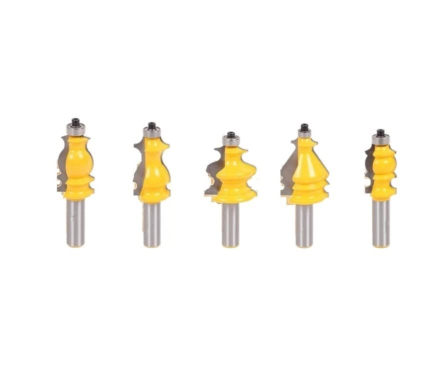 5 Bit obudowa i podstawa zestaw frezów-1/2 "12mm Shank Line nóż frez do drewna czop narzędzi obróbki(12.7mm shank)
