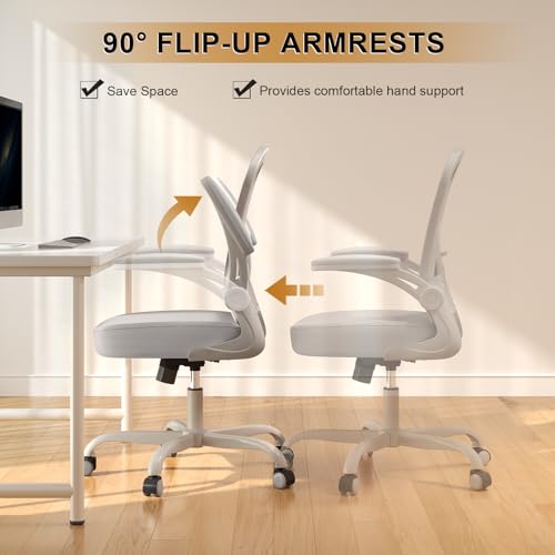 Image of Office Chair, Ergonomic Desk Chairs 330LBS Capacity High Back Mesh Computer Chair with Flip-up Armrests, Comfy Work Chair with Adjustable Lumbar Support