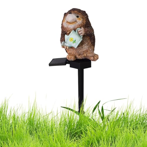 Anulely Luz solar de estaca de erizo, luces de estaca de jardín al aire libre, lámpara de estatua de erizo, exquisita lámpara de suelo de erizo, luces decorativas para patio, césped