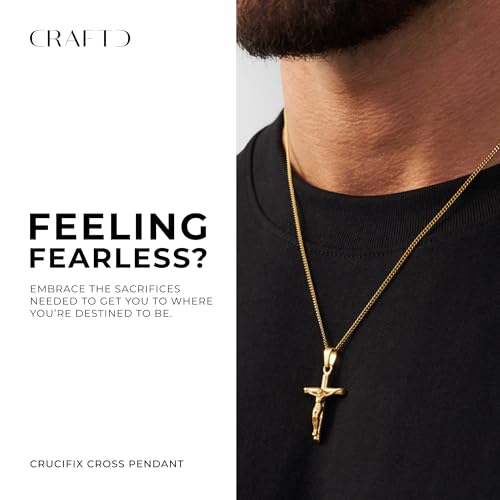 CRAFTD | Crucifix Pendant Necklace | 20.5" Chain Link with 20MM x 20MM Pendant | Waterproof, Heat & Sweat Resistant | Gifts for Men | Men's Jewelry |2