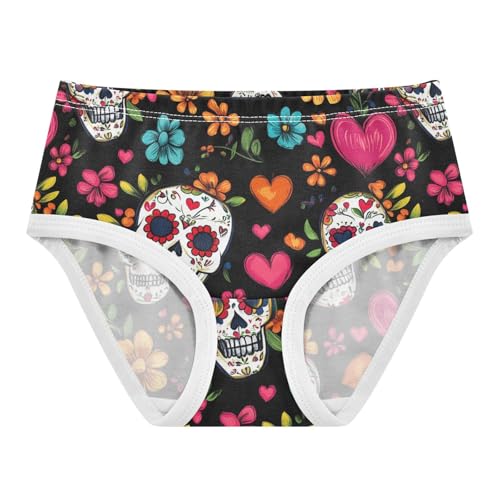 Wusikd Day Of The Dead Girls' Underwear Cotton Sugar Skulls Girls Briefs Soft Toddler Underwear 2T