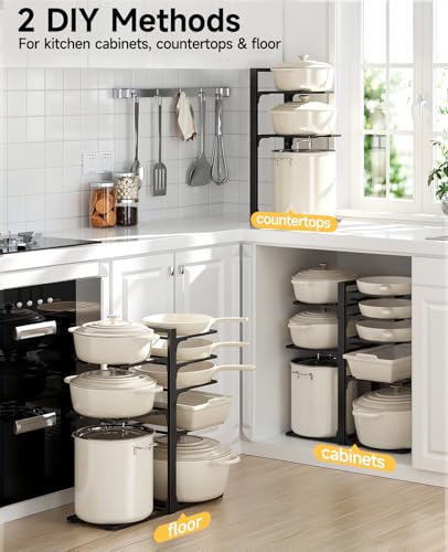 Image of MUDEELA 8-Tier Pots and Pans Organizer under Cabinet, 20.8 inch H Heavy Duty