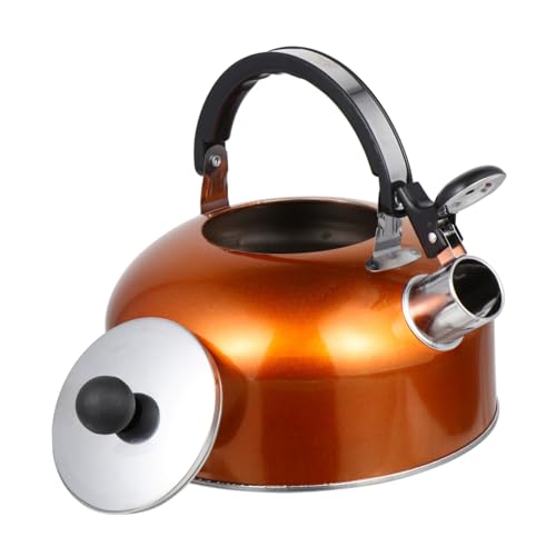 PartyKindom Hervidor de Agua Silbante Inoxidable para Inducción y Gas Tetera Práctica con Mango Cómodo y Base Plana Resistente y Portátil para Cocina