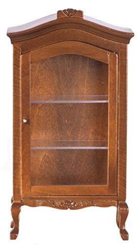 Dollhouse Miniature 1:12 Scale Walnut Curio Cabinet #T6629 by Town Square Miniatures
