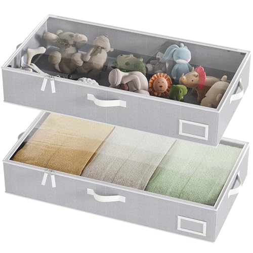 COYACOOL Under Bed Storage Containers, 2-Pack Underbed Storage Box, Collapsible Clothes Storage Bins with Handles and Lid, Medium Under Bed Organizers for Shoe, Blanket, Toy, Pillow, Sheet, Gray -  CUS-UnderBed-1