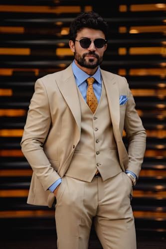 SHUZHXLZANGY Men's 3 Piece Suits Slim Fit Suit Men Wedding Prom Formal Business3