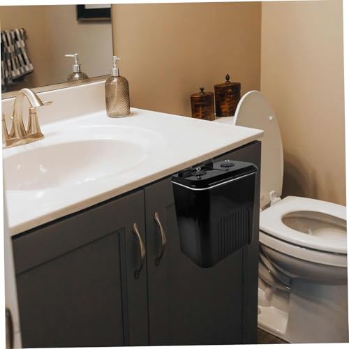 Caneca de basura rectangular de plástico con doble compartimento negro miniatura 6