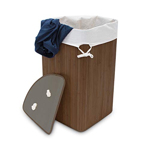 Relaxdays Eckwäschekorb Bambus, faltbare Wäschebox 60 l,...