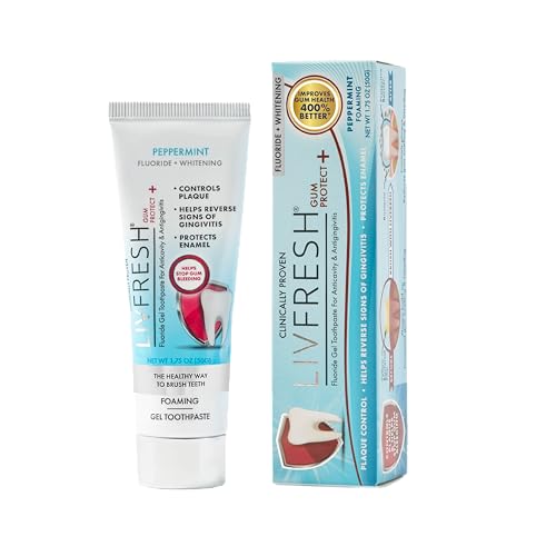 LIVFRESH Gum Protect Toothpaste Gel Gingivitis Treatment Reduces Bleeding Swollen Gums 400% Better Cavity Protection Remineralizes Teeth Whitens Teeth Stannous Fluoride (1.75 Ounce (Pack of 1)