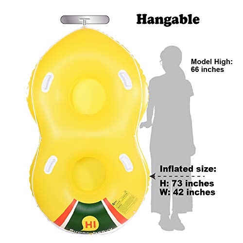 HIWENA Super Heavy Duty Snow Tube, Double Inflatable Snow Sled for Kids and Adults, Thicken 0.75mm Thick Material Winter Sport Tube(78 in) - Thumbnail 6