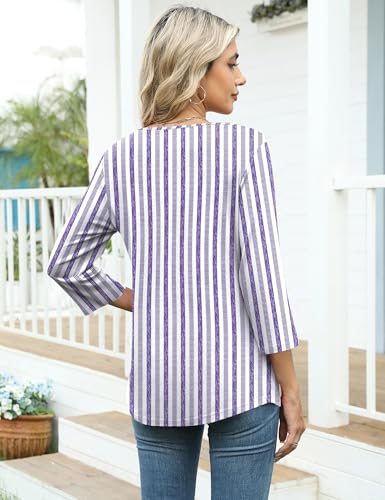Image of LOMON Womens 3 /4 Length Sleeve T Shirts Asymmetrical Neck Tops Business Blouses for Women Fashion 2026