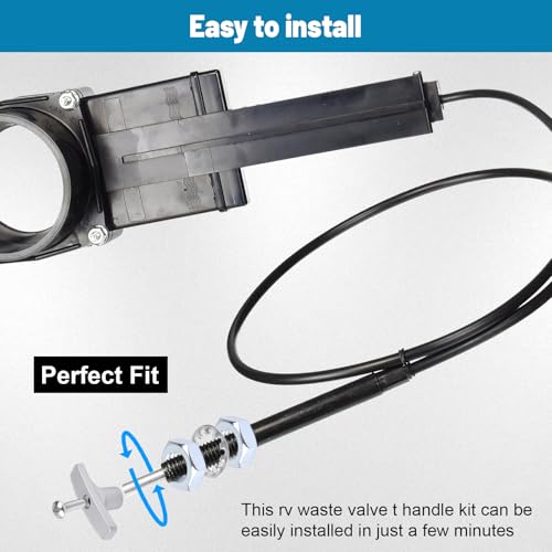 Image of RV Waste Valve Handle Replacement for Waste Valve Extension Rod RV Parts Tank Hose Handle, Aluminium Flexible & Lightweight RV Waste Valve Handles Kits with 4 Nuts 2 Screws 2 Gasket - 2 Pack