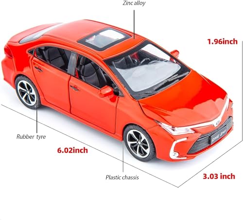 Image of Kids Toy car Playsets 1:32 Diecast Metal Car Model Toy Car for Kids Pull Back Metal Cars with 4 Openable Doors Light and Musical Sound (Multi)
