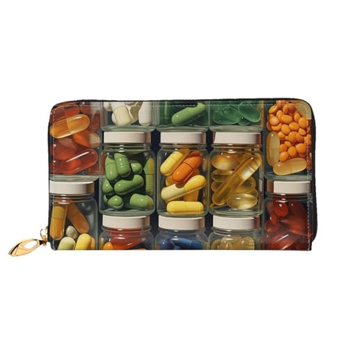 Leather Wallet for Women Men Bifold Wallet Ultra Slim Credit Card Holder Pill Clustering Ladies Clutch Purse