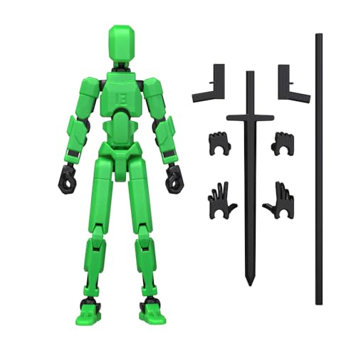 Image of MerryXD T13 3D Action Figure,Assembly Completed Dummy Nova Titan Lucky 13 Action Figure 3D Printed Multi-Jointed Movable Toy Green