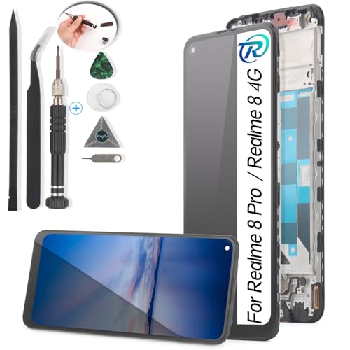 Image of RongZy for 8 Pro RMX3081 LCD Screen Replacement for 8 4G RMX3085 Touchscreen Digitizer Display with Tools (Black)