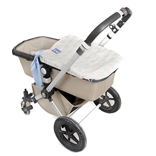 Saco Capazo + Funda Ajustable Danielstore Universal .Serie Acolchado boton .Carrito Bebé Color beige celeste