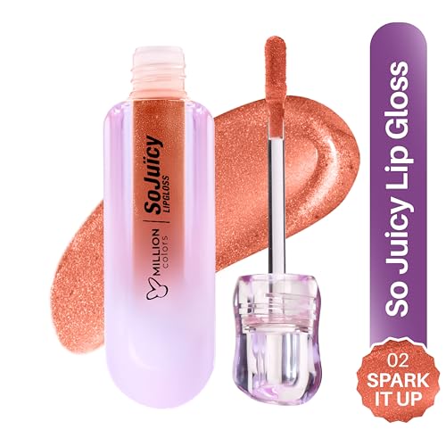 Image of Million Colors So Juicy Lip Gloss Infused With Castor Oil and Vitamin E| Long Lasting and Extra Hydrating| Light Weight and Non-Sticky(Spark It Up, 02)