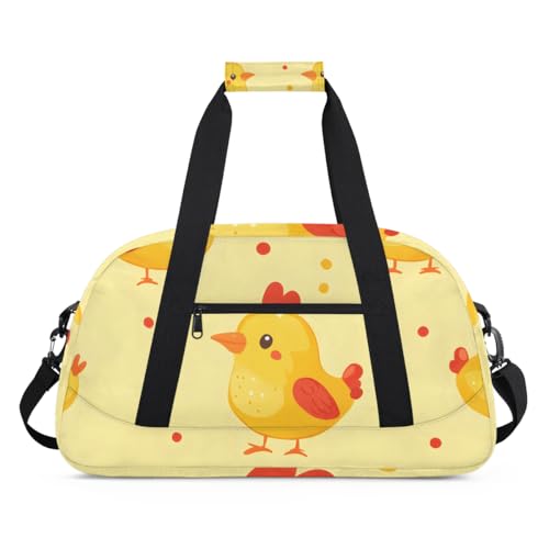 Chicken Cartoon Gym Travel Duffle Bag for Boys - Gymnastics Sports Dance Bag with Front Zipper Pocket for School Practice or Overnight Travel Weekender Sleepover Tote Bag Animal Chicken2