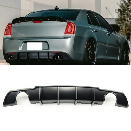 SKYYO Rear Diffuser Lip Compatible with 2015-2023 Chrysler 300 SRT Rear Bumper Molding Lower Valance Diffuser Shark Fin Splitter (Matte Black)
