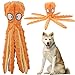 Juguetes para perros de peluche, juguete interactivo para masticar pulpo, sin relleno para mascotas, con papel arrugado, para perros pequeños a medianos y grandes, color naranja