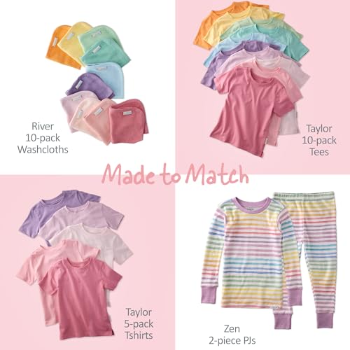 Image of Butterblu Taylor 5-Pack Toddler Short Sleeve T-Shirts 100% Organic Cotton for Toddler Boys and Girls