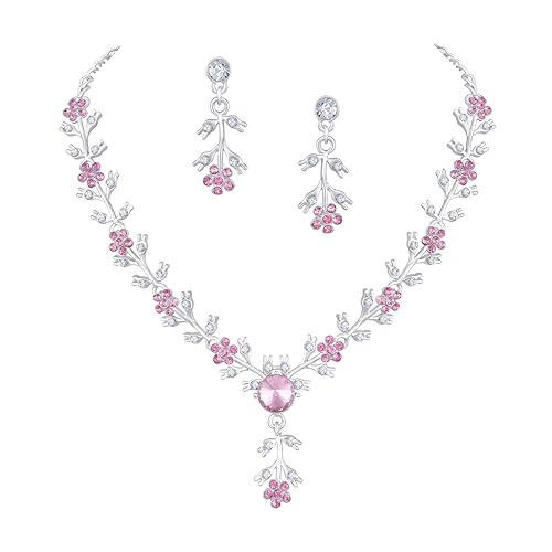 Image of Atasi International American Diamond Style Silver Plated Necklace with Earrings Jewellery Set for Women - Perfect for Party, Wedding, and Engagement