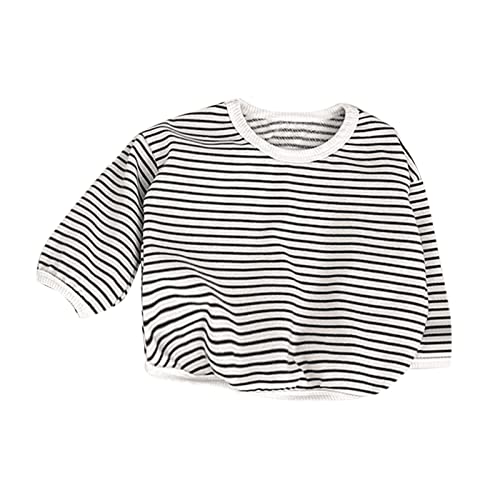 Toddler Baby Striped Long Sleeve Crewneck Shirt Pullover Sweatshirt Fall Tops Warm Clothes for Girls Boys