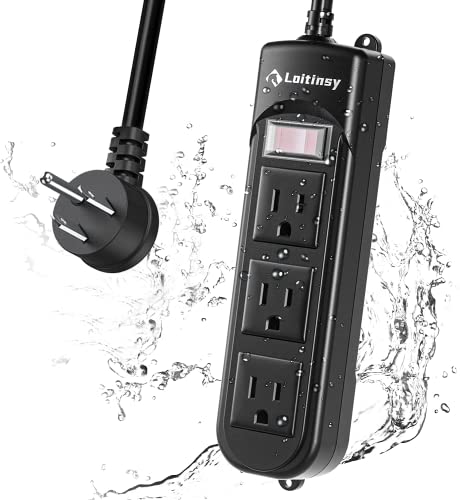 Outdoor Power Bar, Weatherproof Surge Protector, Waterproof Outlet Strip with 3 Outlets, 6.5 FT Extension Cord, Overload Protection and Shockproof, Suitable for Home, Outside image 4