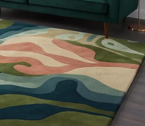 Image of zia carpets Hand Tufted Woollen Modern Collection Bedroom & Living Room Carpet Size 15 X 20 Feet