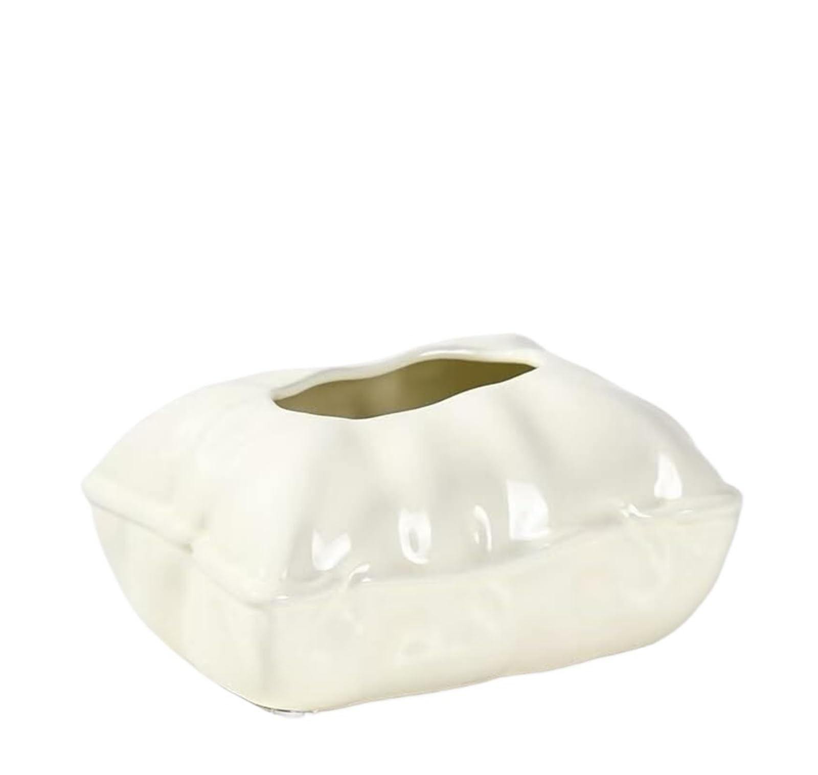 Boîte à mouchoirs en céramique blanche au design raffiné style crème pour maison