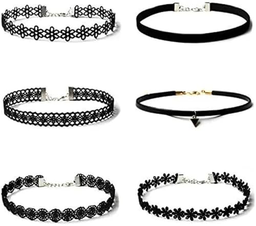 Xuanqiu Tattoo Choker Necklace 3 Set /18 Pcs Necklaces Black