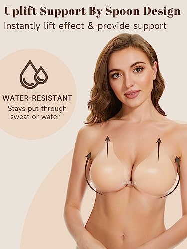 Sticky Bras for Women 2 Pairs Adhesive Bra Lift Invisible Silicone Backless Strapless Bra with 2PCS Nipple Covers3