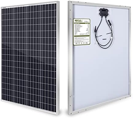 HQST 100 Watt Monocrystalline Solar Panel High Efficiency Module PV Power for Battery Charging Boat, Caravan, RV and Any Other Off Grid Applications 32.5 x 26.4 x 1.18 Inches