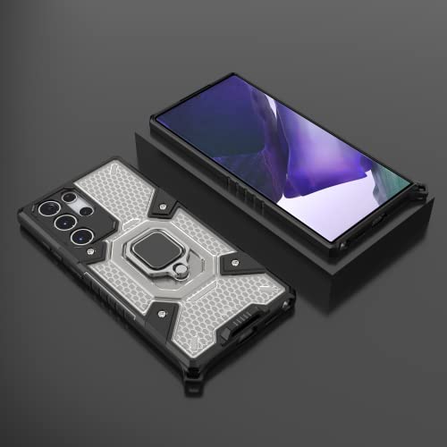 Image of zivite TPU Tough Armor Bumper Back Case Cover For Samsung Galaxy S22 Ultra|Ring Holder & Kickstand In-Built|360 Degree Protection Back Case Cover For Samsung Galaxy S22 Ultra (Transparent)